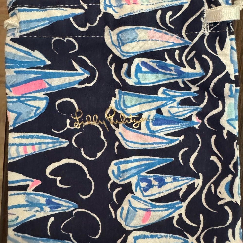 Lilly Pulitzer Navy and Pink Woven Earrings - Picture 4 of 4